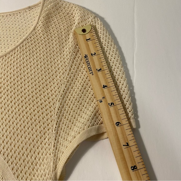 BCBGMAXAZRIA Emily Peplum Ivory Cream Short-Sleeve Blouse - Picture 5 of 15